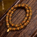 Vintage Oriental Inlaid Gem Yak Bone 108 Mala Disc Beads Bracelet | Antique Multi-Layer Prayer Bead Unisex Ethnic Meditation Necklace