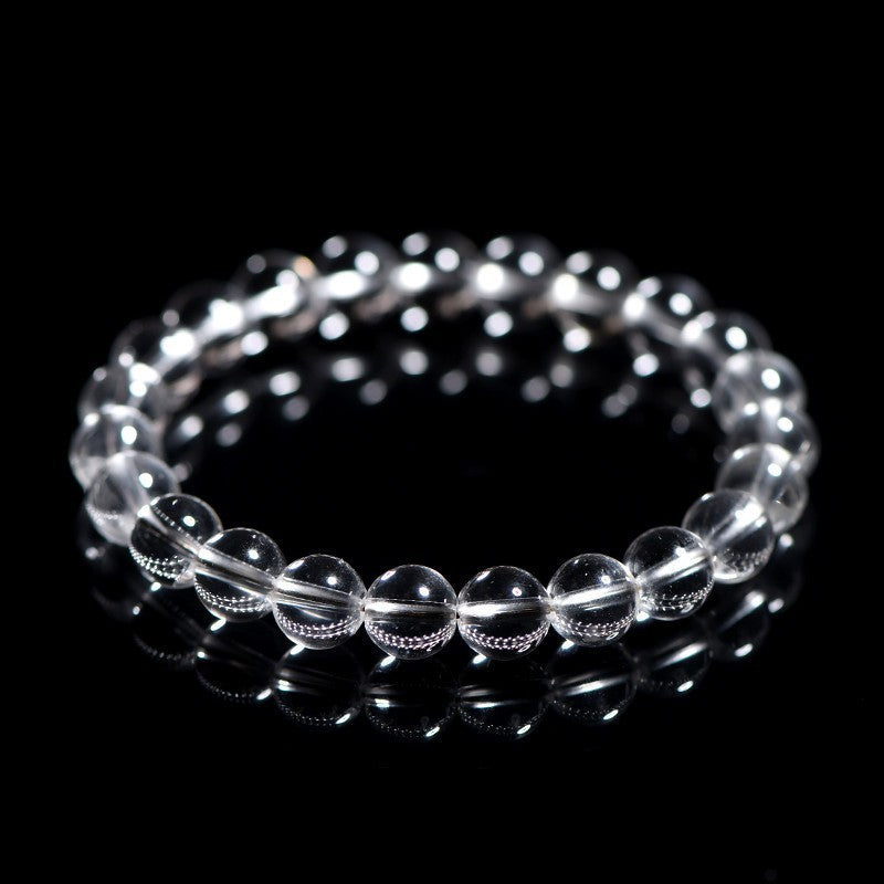 High Purity Natural East China Clear Quartz Single Strand Bracelet | 6mm Classic Round Bead Plain Bracelet for Men Women
