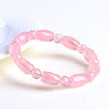 4A/5A/6A/7A Grade Natural Madagascar Pink Rose Quartz Barrel Bracelet | 9×14mm Polished Cut Healing Crystal Bracelet for Women
