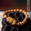 New Chinese Style Hand Carved Guanyin Sandalwood Bracelet | Natural Barbie Sandalwood Vintage Unisex Wooden Worry Bead Jewelry