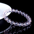 3A Grade Ice Peach Natural Rose Quartz Single Strand Bracelet | 9~9.8mm Clear Pink Round Bead Healing Bracelet for Women