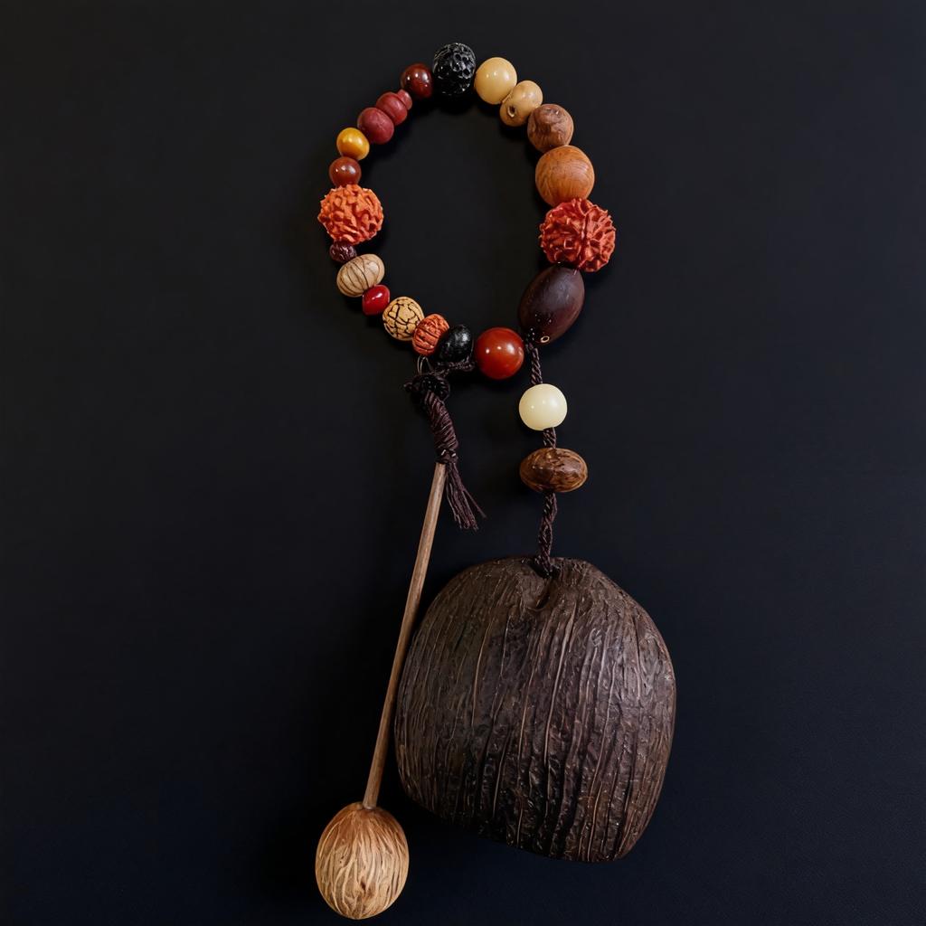 Natural Mixed Bodhi Seed Wooden Bell Ornament | Handmade New Chinese Style Dried Fruit Shell Hanging Charm