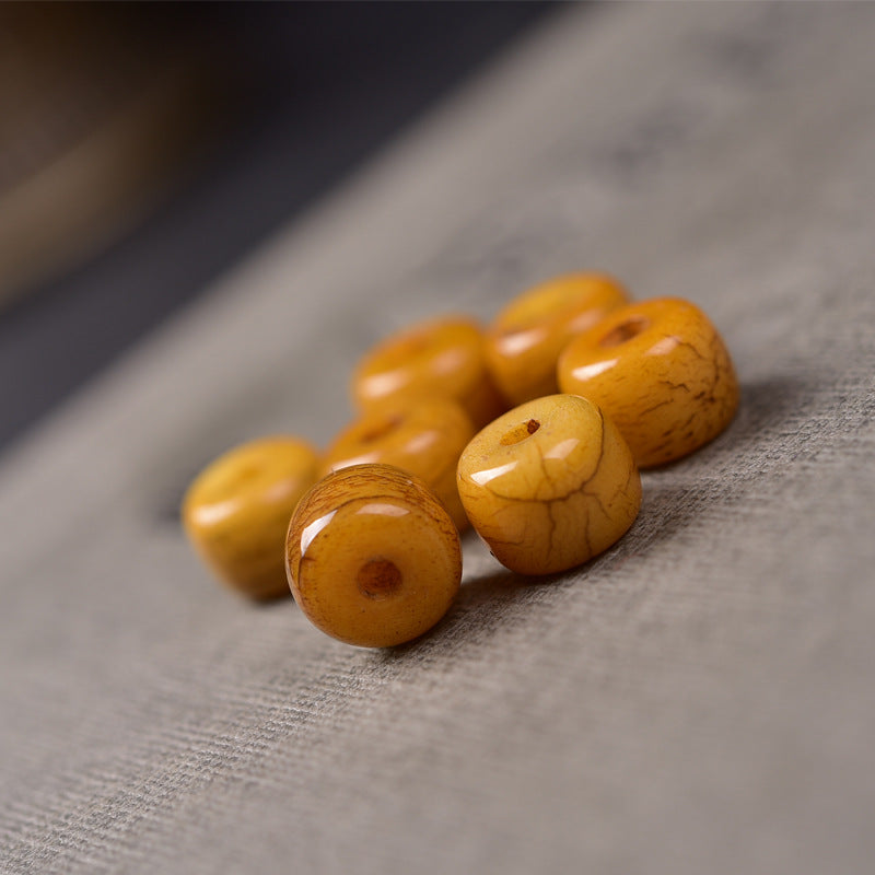 Vintage Aged Natural Yak Bone 108 Mala Beads Bracelet | Antique Cracked Barrel Prayer Bead Unisex Tibetan Meditation Necklace