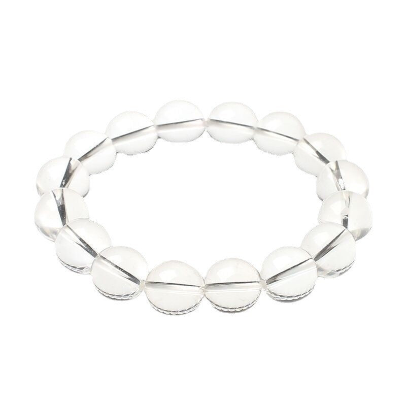 High Purity Natural East China Clear Quartz Single Strand Bracelet | 6mm Classic Round Bead Plain Bracelet for Men Women
