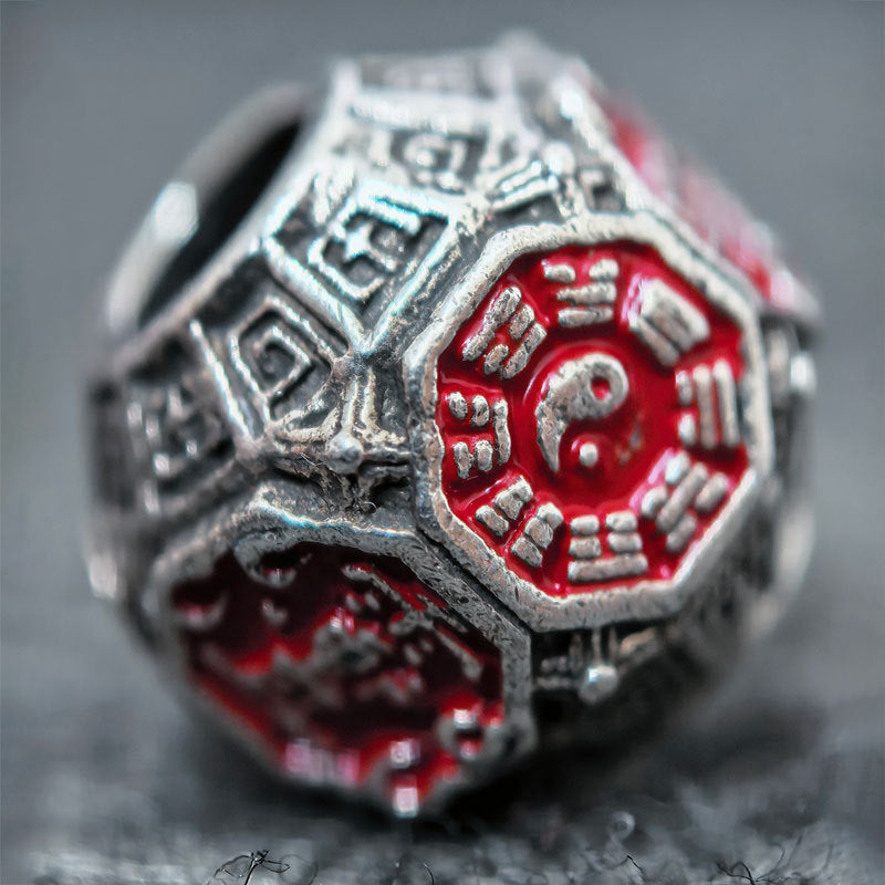 Taoist Zi Wei Hui Yin Yang Bagua Spacer Bead | Antiqued Copper Talisman Bead for Bracelet & Mala DIY