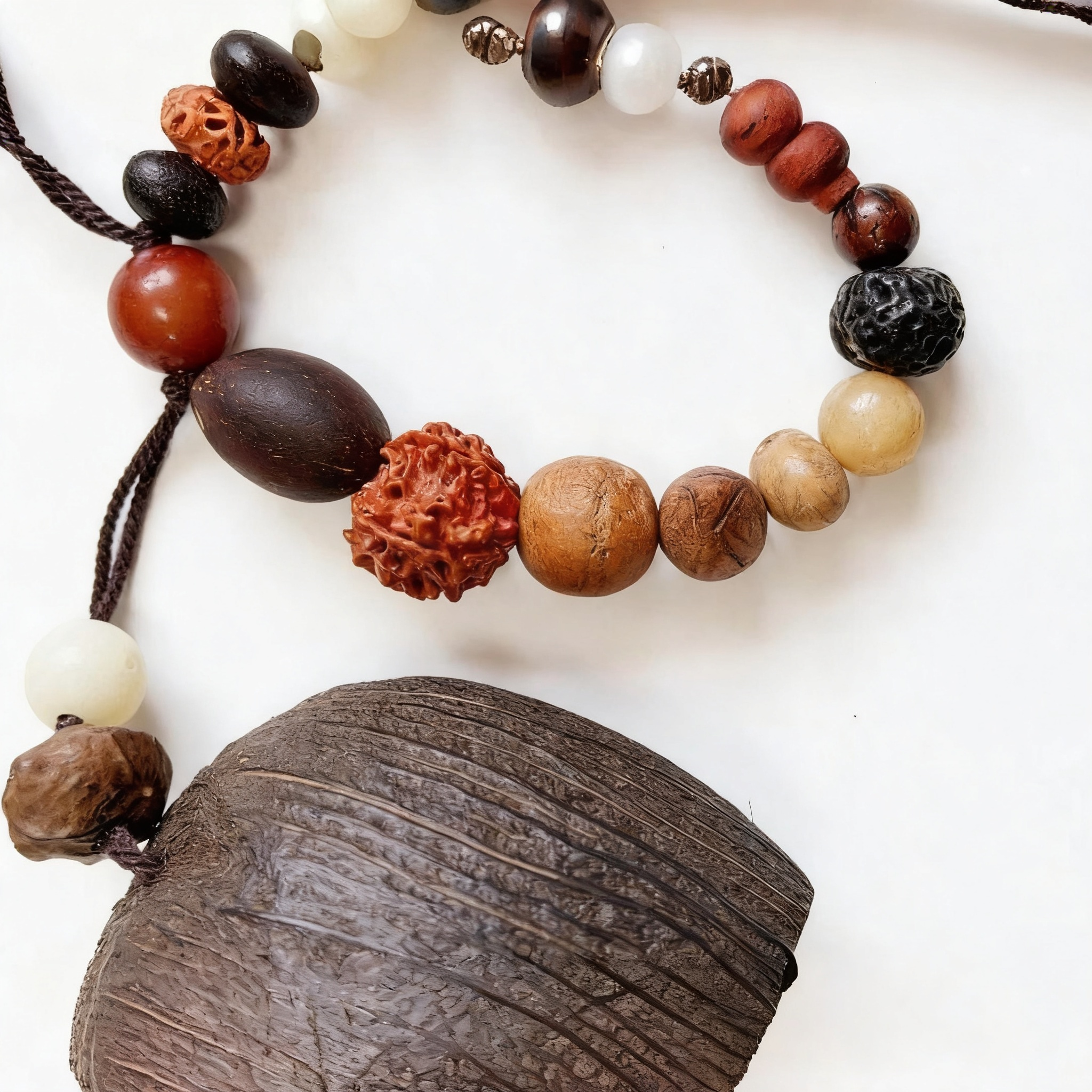 Natural Mixed Bodhi Seed Wooden Bell Ornament | Handmade New Chinese Style Dried Fruit Shell Hanging Charm