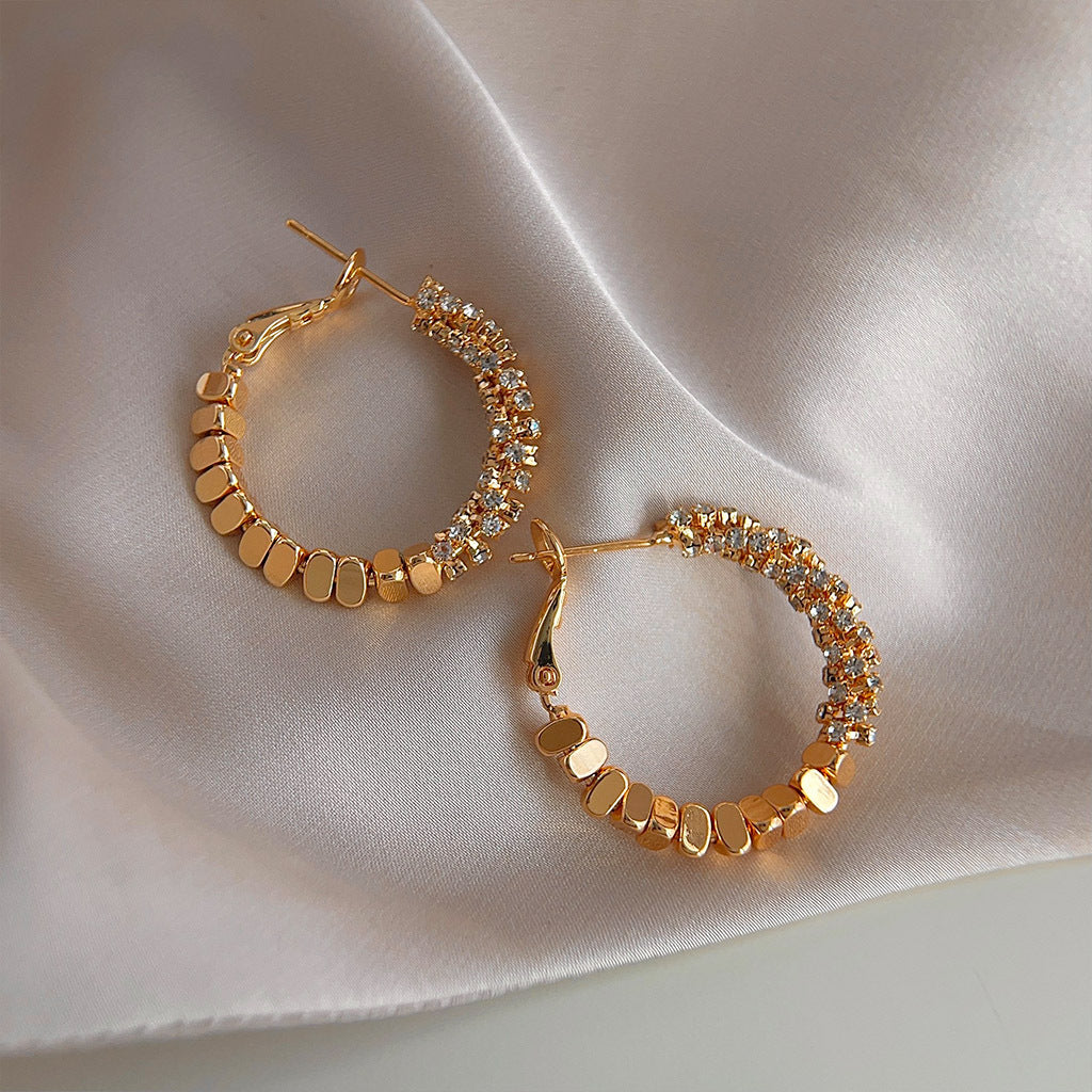 Plated Hoop Earrings, Luxury Paved Cubic Zirconia Circle Earrings, Minimalist Geometric Statement Hoop Earrings for Women