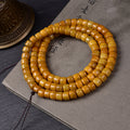 Vintage Aged Natural Yak Bone 108 Mala Beads Bracelet | Antique Cracked Barrel Prayer Bead Unisex Tibetan Meditation Necklace