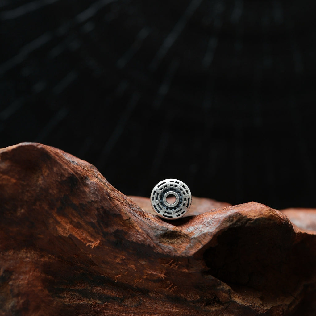 Taoist "Yu Jian Er" Zi Wei Hui Spacer Bead | Antiqued Silver-Plated Copper Protective Talisman for DIY Bracelets & Mala