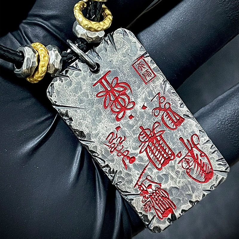 Taoist Five Thunder Protection Amulet Pendant | Hand-Hammered Copper Talisman for Protection & Good Fortune