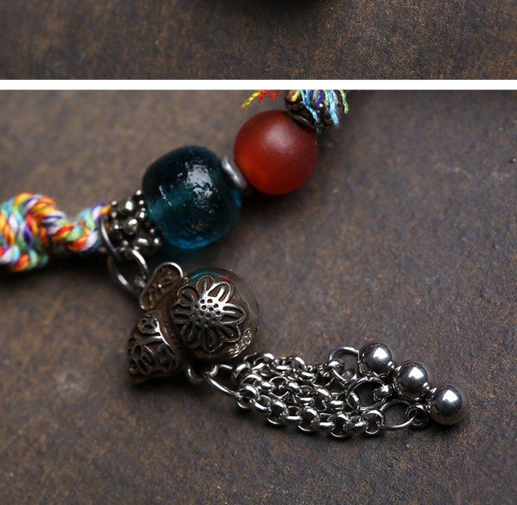 Dansenmonk Tibetan Hand-Woven Medicine Buddha Ghau Box Bracelet Vintage Ethnic Talisman for Healing Protection