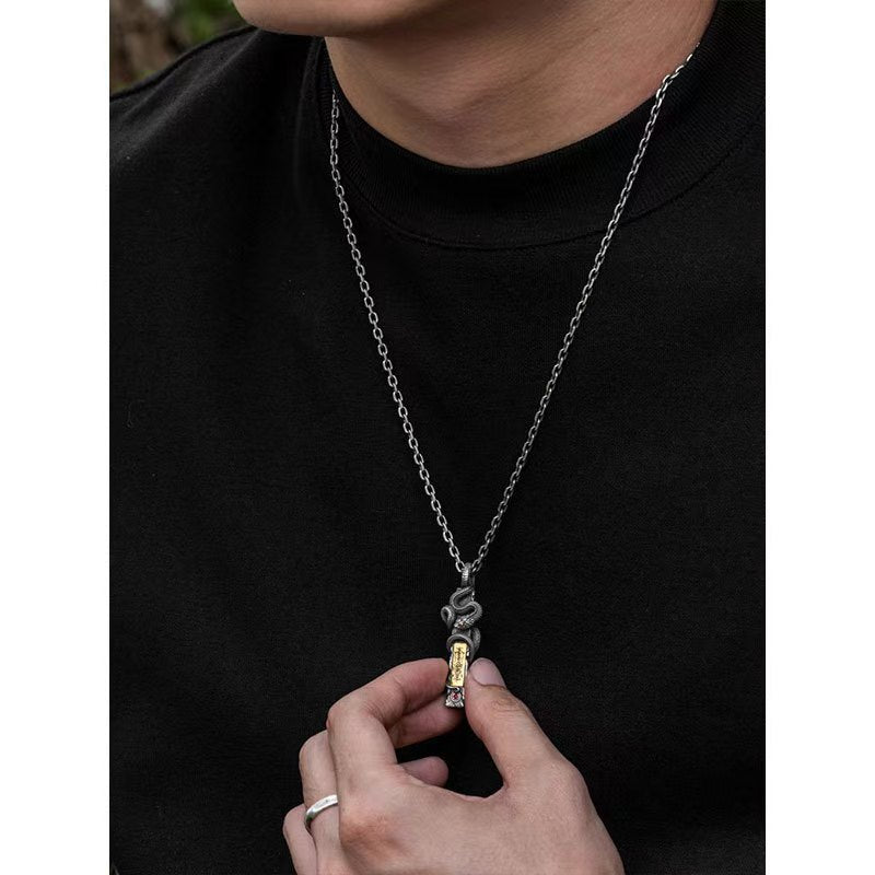 Dansenmonk Taoist Serpent Protection Talisman Pendant | Copper Alloy Energy Amulet