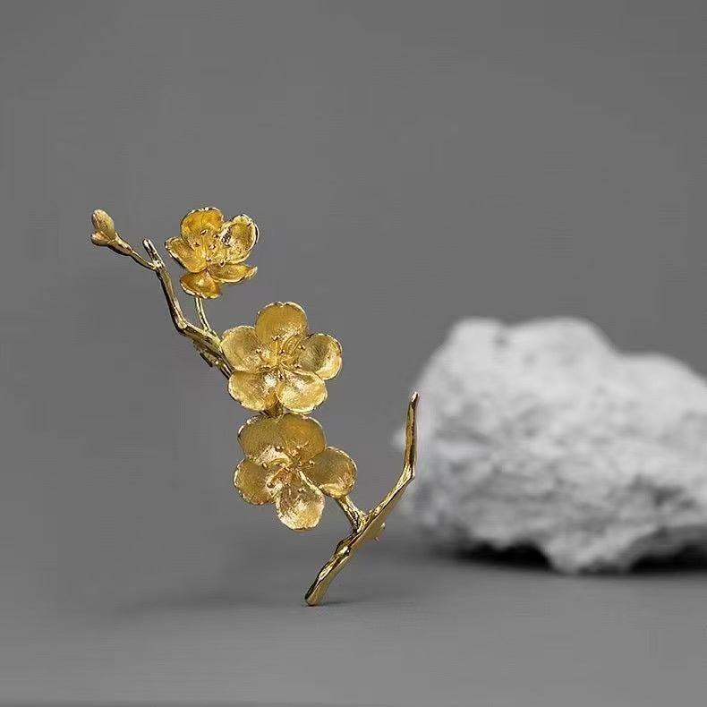 Sakura Elegant Chinese Style Cherry Blossom Brooch | Designer Statement Pin for Office & Gifting