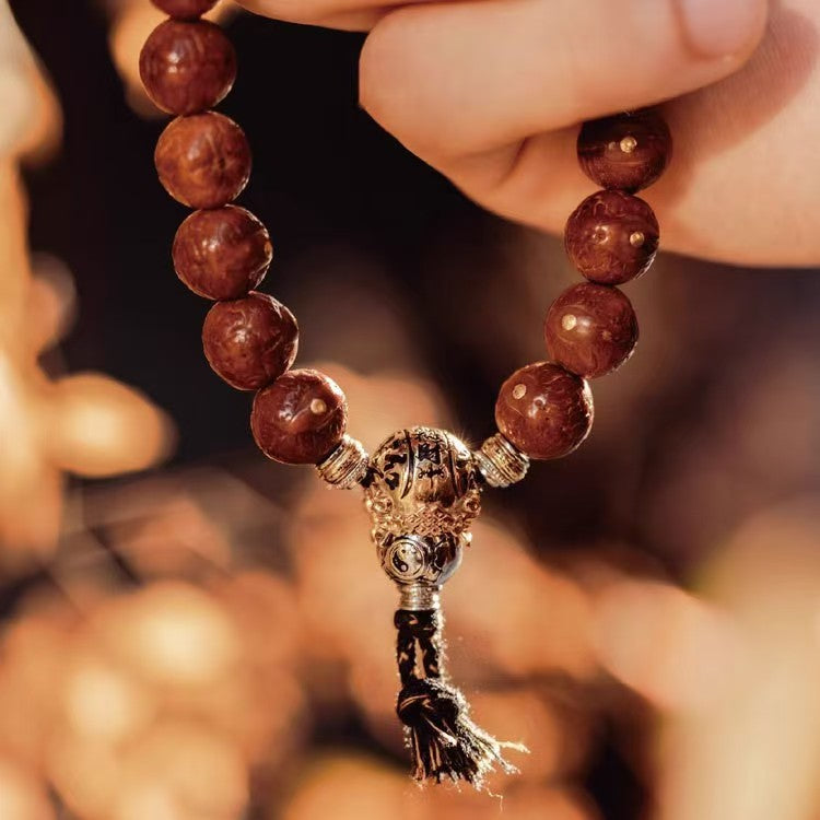 Windfall Fortune Bracelet | Fēn Jīn Triple Wealth Connector + Universal Axis | Red Agate & Yin-Yang Charm