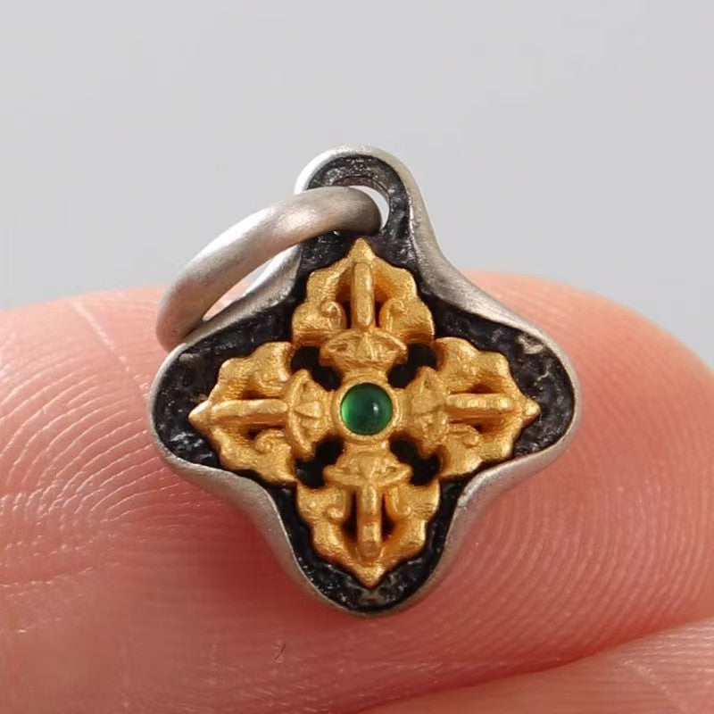 Tibetan Vajra Dorje Charm Pendant | Handcrafted Copper Amulet for DIY Bracelet & Mala Jewelry