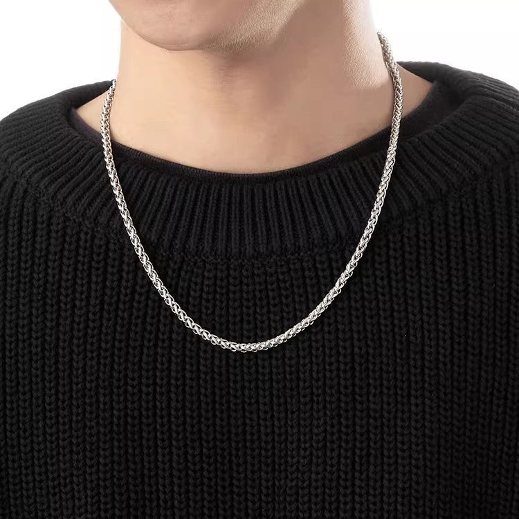 Men's 3mm Stainless Steel Dragon Bone Chain Necklace | Unisex DIY Pendant Chain
