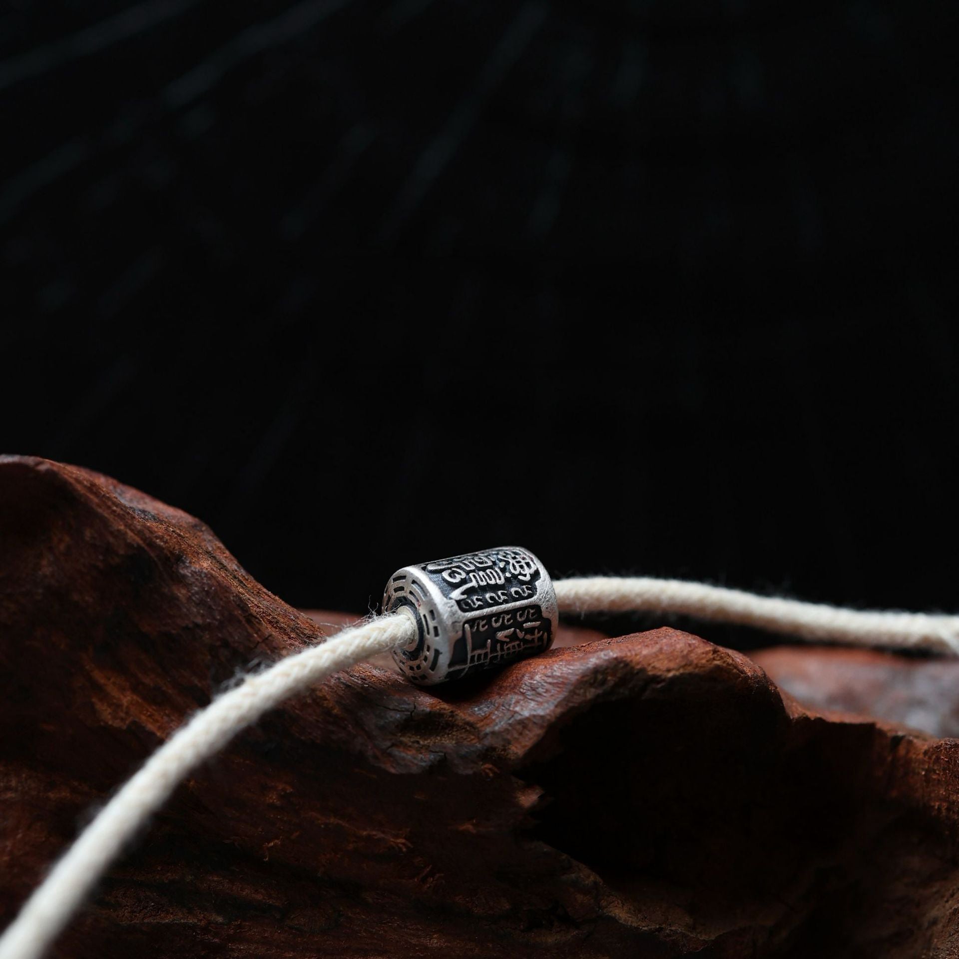Taoist "Yu Jian Er" Zi Wei Hui Spacer Bead | Antiqued Silver-Plated Copper Protective Talisman for DIY Bracelets & Mala