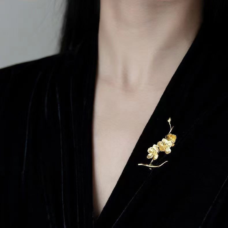 Sakura Elegant Chinese Style Cherry Blossom Brooch | Designer Statement Pin for Office & Gifting