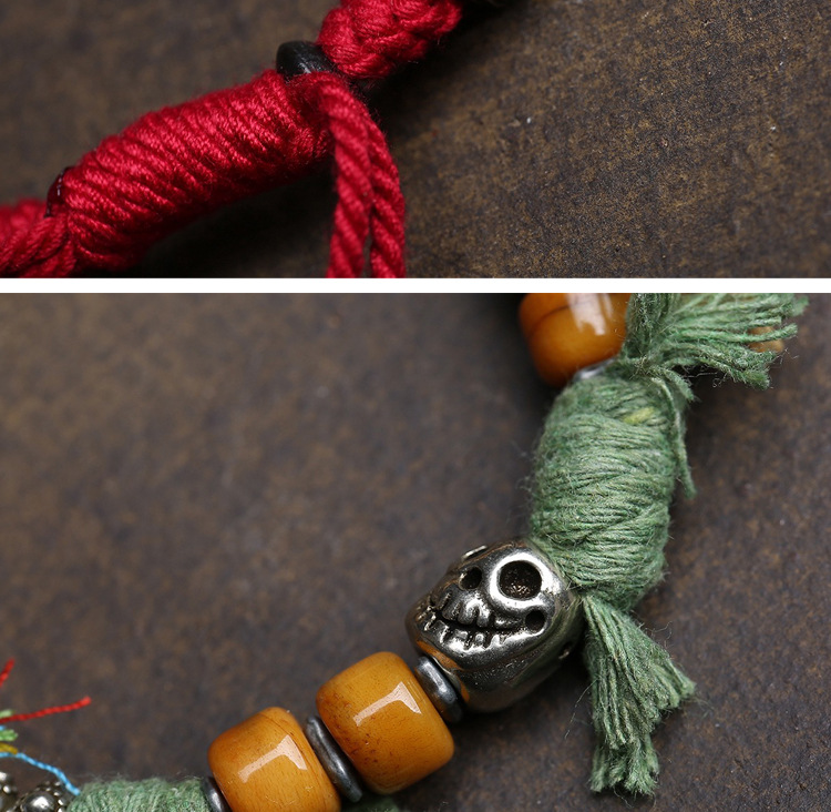 Dansenmonk Tibetan Hand-Woven Medicine Buddha Ghau Box Bracelet Vintage Ethnic Talisman for Healing Protection