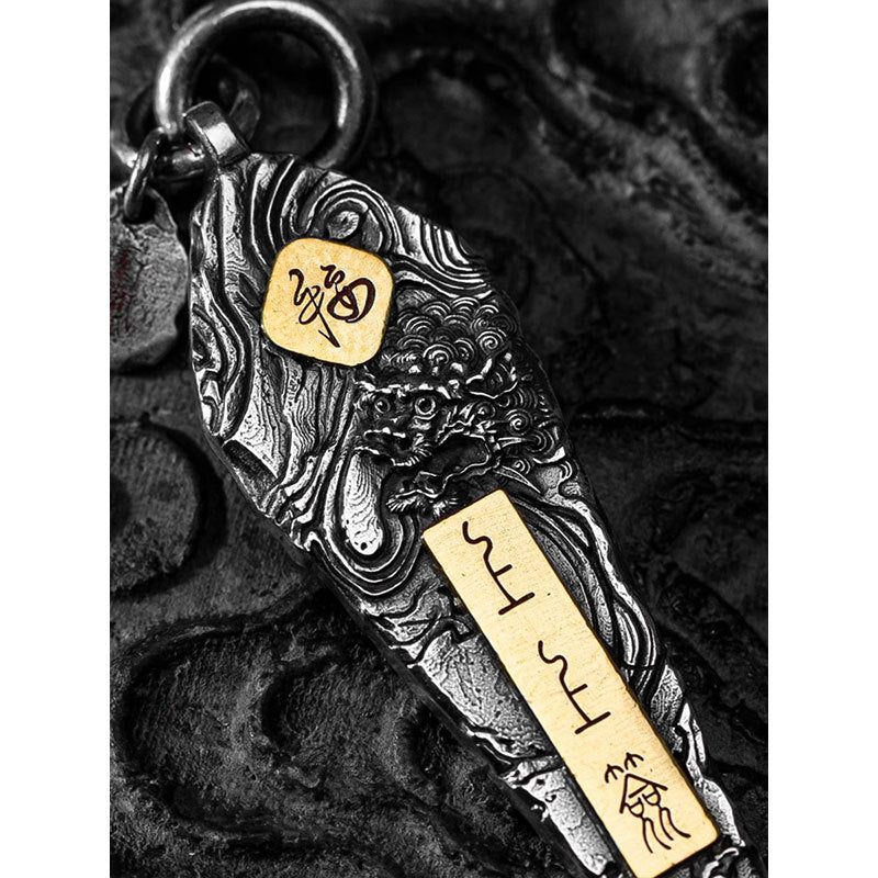 Taoist "Spirit Lion Top Fortune" (Ling Shi Shang Shang Qian) Pendant | Zi Wei Hui Amulet Charm