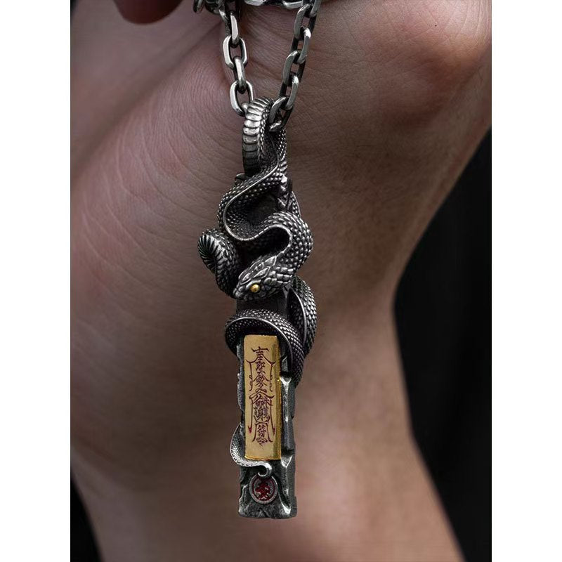 Dansenmonk Taoist Serpent Protection Talisman Pendant | Copper Alloy Energy Amulet