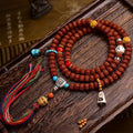 Dansenmonk Tibetan Double-Dragon 5-Petal Small Vajra Bodhi 108 Mala | Vintage Prayer Beads Necklace