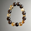 Natural Yellow Tower Crystal & Smoky Quartz Bracelet 12mm - View 1