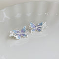 Dreamy Lavender Enamel Butterfly Stud Earrings, Gradient Paint Micro Pave Zircon Silver Needle Earrings, Dainty Purple Butterfly Jewelry for Women