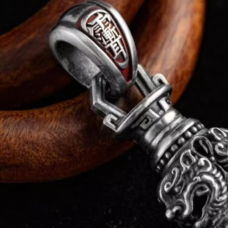 Taoist Spirit Talisman Sword Pendant | Handcrafted White Copper Protection Amulet (Multi-Use Charm)