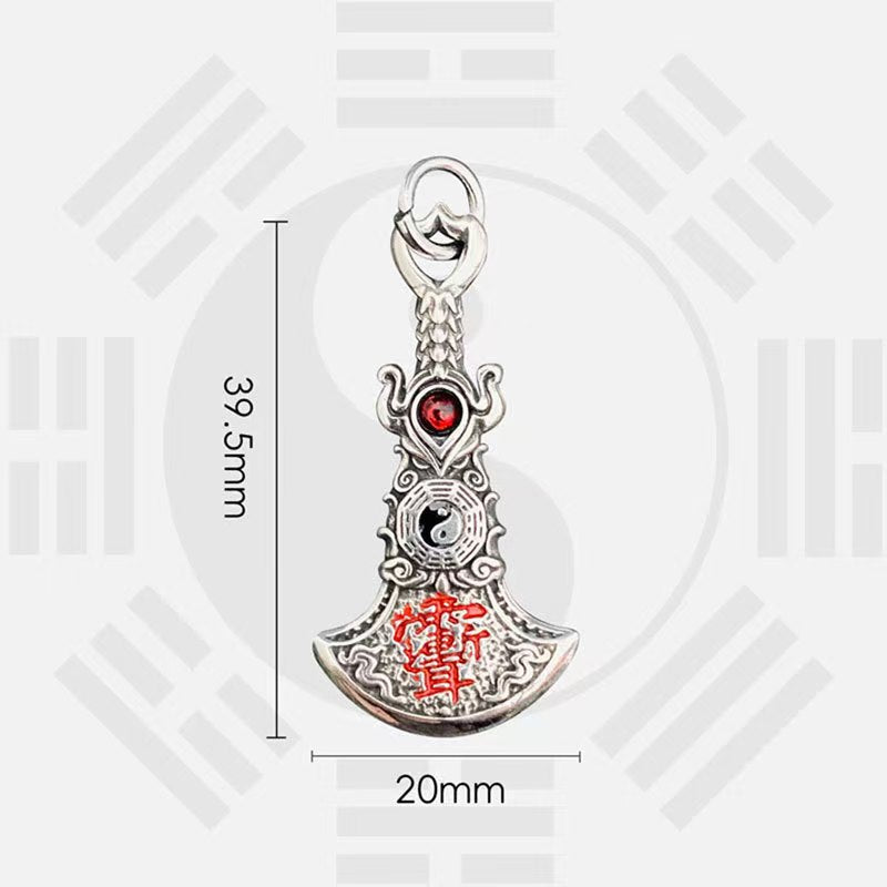 Taoist "Yu Jian Er" Zi Wei Hui Axe Pendant | Yin-Yang Protective Amulet Charm for Keychains & Necklaces