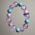 Natural amethyst, kunzite and amazonite bracelet with 12-14.5mm purple and turquoise beads