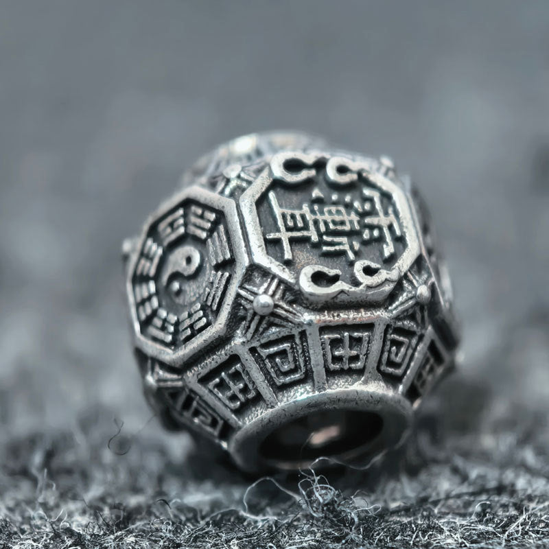 Taoist Zi Wei Hui Yin Yang Bagua Spacer Bead | Antiqued Copper Talisman Bead for Bracelet & Mala DIY