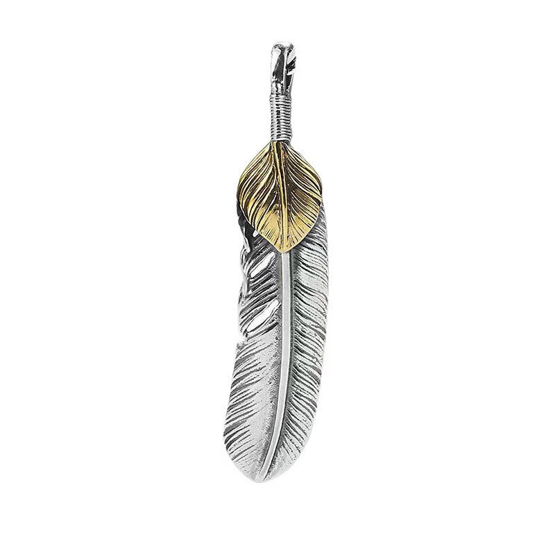 Master-Blessed Feather Protection Necklace | Silver & Gold Dual-Tone Pendant