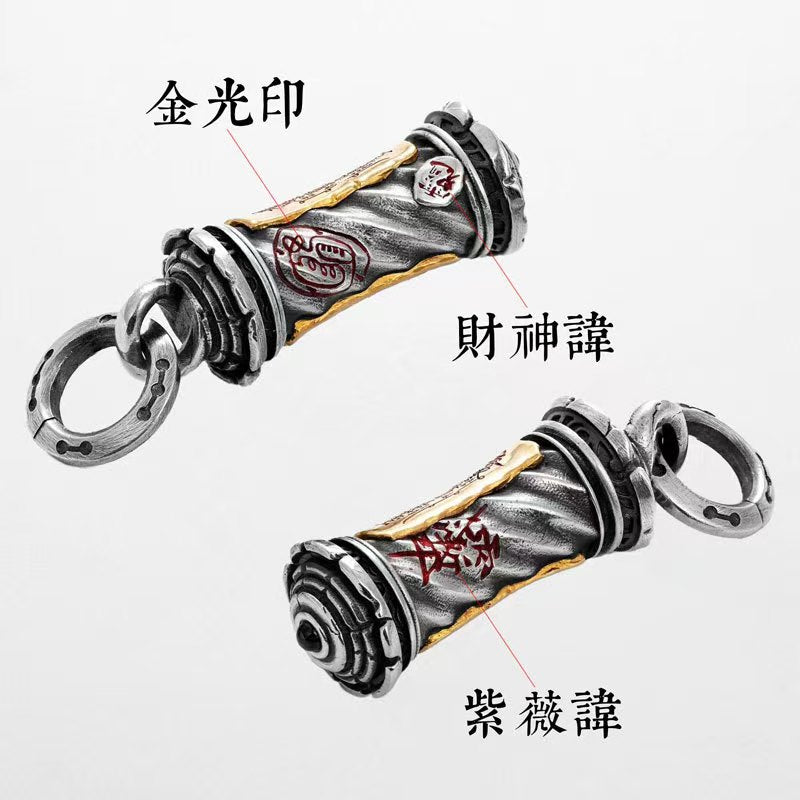 Taoist Scroll Talisman Pendant | Openable White Copper Amulet for Protection & Abundance
