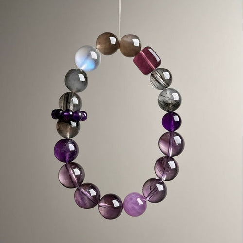 Natural Amethyst Multi-Stone Nine Purple Fire Bracelet - Front View