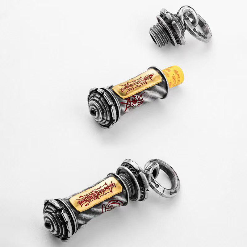 Taoist Scroll Talisman Pendant | Openable White Copper Amulet for Protection & Abundance
