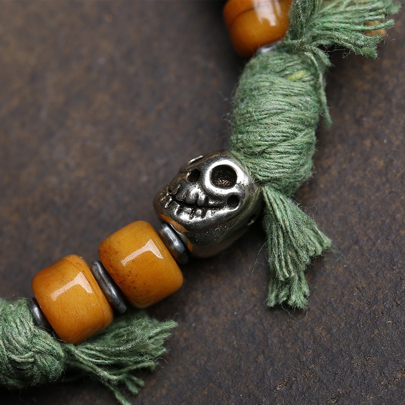 Dansenmonk Tibetan Hand-Woven Medicine Buddha Ghau Box Bracelet Vintage Ethnic Talisman for Healing Protection