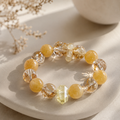 Dansenmonk Natural Clear Quartz Multi-Stone Bracelet Handcrafted Crystal Beaded Bracelet 12-14mm Gemstone Jewelry