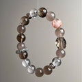 Natural Smoky Quartz Clear Quartz Rabbit-Hair Phantom Crystal Bracelet 11mm - View 1