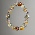 Natural Golden Rutilated Quartz Red-Yellow Phantom Crystal Bracelet 12mm - View 1