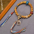 Tibetan Vintage Yak Bone Carved Bodhi Seed Style Mala Bracelet | Citipati Skull Guru Bead Prayer Beads