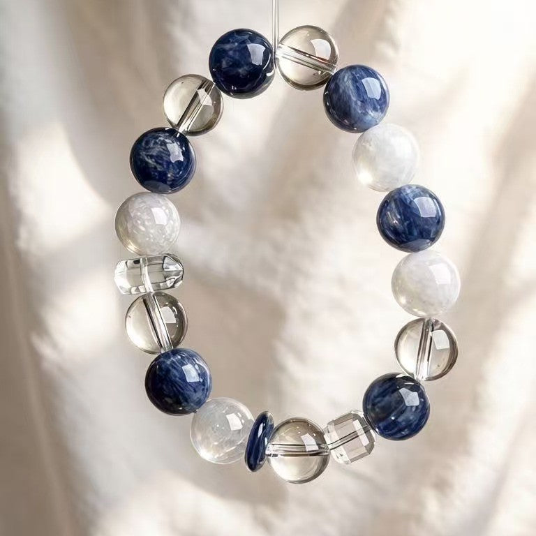 Natural Kyanite Snow Phantom Moonstone Mixed Bracelet 12.5mm - View 1