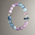 Natural Aquamarine Kunzite Clear Quartz Mixed Bracelet 10mm - View 1
