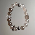Vintage Grey Rabbit Hair & Smoky Quartz Crystal Bracelet - View 1
