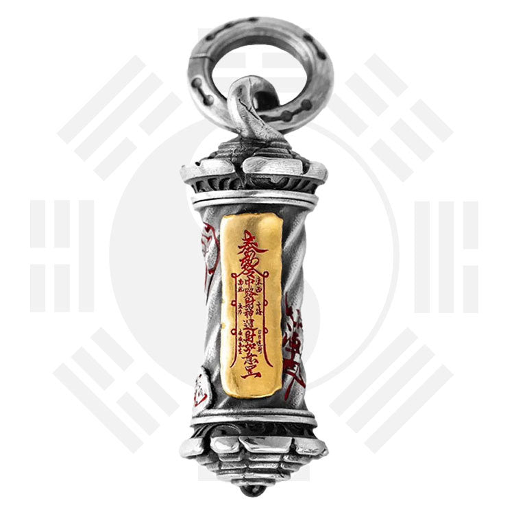 Taoist Scroll Talisman Pendant | Openable White Copper Amulet for Protection & Abundance