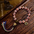 Natural Agate Medicine Buddha Eye Dzi Bead Bracelet | Tibetan Style Vintage Prayer Mala Single Strand