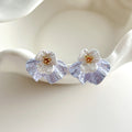 French Style 3D Flower Stud Earrings on model