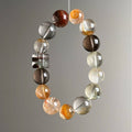 Natural Yellow Phantom Smoky Quartz Crystal Bracelet 11mm - View 1