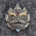 Chinese Guardian Lion "Shan Gui Ling" Pendant | Antiqued Copper Amulet for Luck & Protection