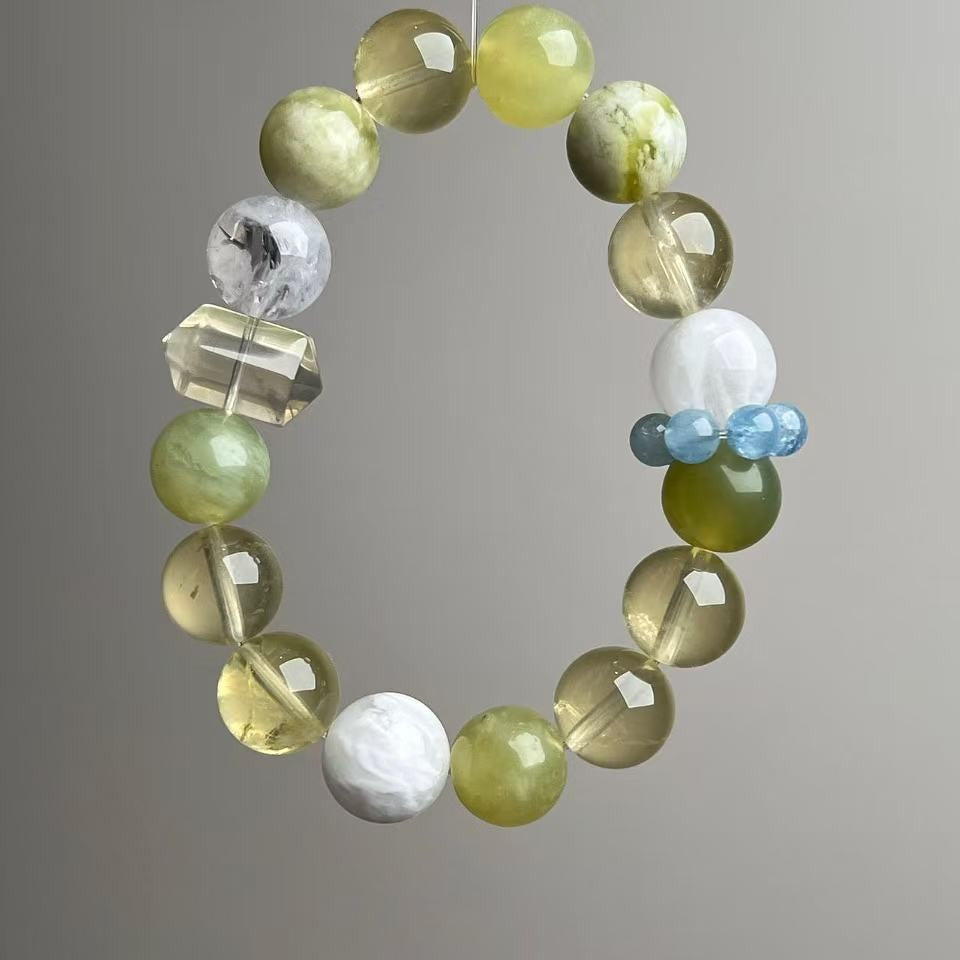 Dansenmonk 12mm Natural Citrine Multi Crystal Bracelet Wealth Calm Energy Guardian Stone For Taurus Libra Virgo Cancer Women Handmade Healing Bracelet